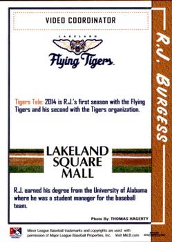 2014 Grandstand Lakeland Flying Tigers #NNO R.J. Burgess Back