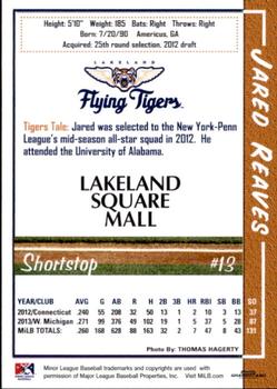 2014 Grandstand Lakeland Flying Tigers #NNO Jared Reaves Back