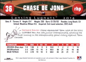 2014 Grandstand Lansing Lugnuts #NNO Chase De Jong Back