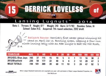 2014 Grandstand Lansing Lugnuts #NNO Derrick Loveless Back