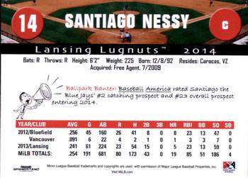 2014 Grandstand Lansing Lugnuts #NNO Santiago Nessy Back