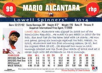 2014 Grandstand Lowell Spinners #NNO Mario Alcantara Back