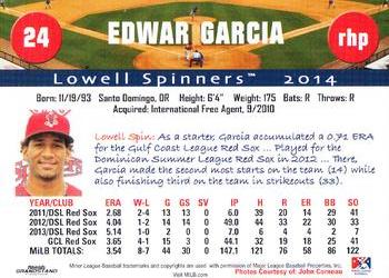 2014 Grandstand Lowell Spinners #NNO Edwar Garcia Back