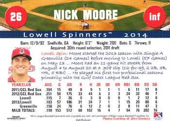 2014 Grandstand Lowell Spinners #NNO Nick Moore Back