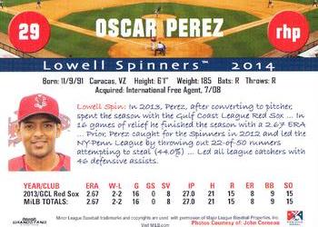 2014 Grandstand Lowell Spinners #NNO Oscar Perez Back