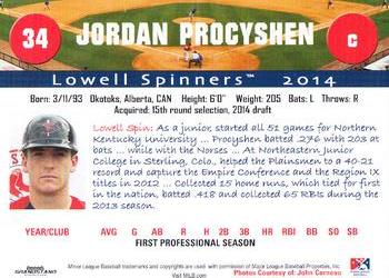 2014 Grandstand Lowell Spinners #NNO Jordan Procyshen Back