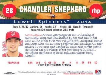 2014 Grandstand Lowell Spinners #NNO Chandler Shepherd Back