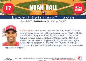 2014 Grandstand Lowell Spinners #NNO Noah Hall Back
