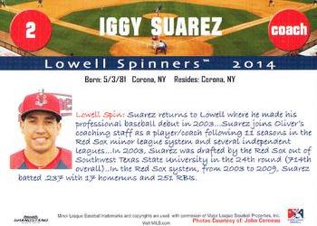 2014 Grandstand Lowell Spinners #NNO Iggy Suarez Back