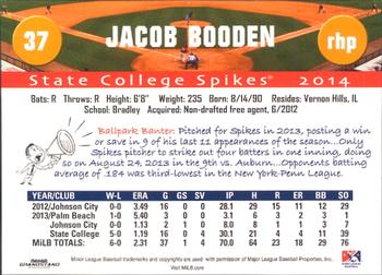 2014 Grandstand State College Spikes #NNO Jacob Booden Back