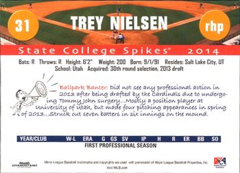 2014 Grandstand State College Spikes #NNO Trey Nielsen Back