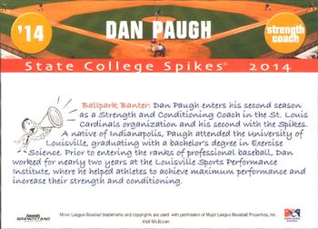 2014 Grandstand State College Spikes #NNO Dan Paugh Back