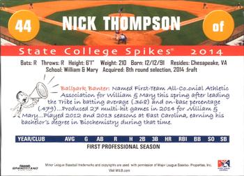 2014 Grandstand State College Spikes #NNO Nick Thompson Back