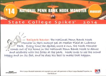 2014 Grandstand State College Spikes #NNO National Penn Bank Nook Monster Back