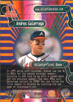 1998 Pacific Omega - Online Inserts #22 Andres Galarraga Back