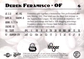 1998 Multi-Ad Peoria Chiefs SGA #6 Derek Feramisco Back