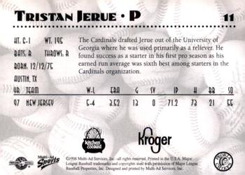 1998 Multi-Ad Peoria Chiefs SGA #11 Tristan Jerue Back