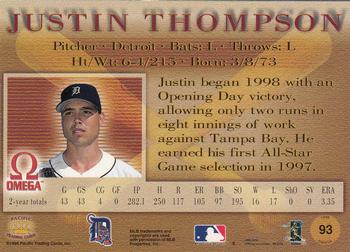 1998 Pacific Omega - Red #93 Justin Thompson Back