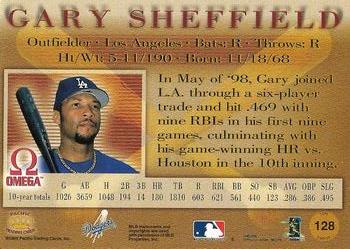 1998 Pacific Omega - Red #128 Gary Sheffield Back