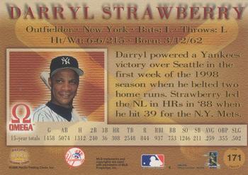 1998 Pacific Omega - Red #171 Darryl Strawberry Back