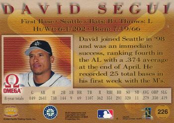 1998 Pacific Omega - Red #226 David Segui Back
