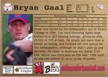 2000 Warning Track Allentown Ambassadors #8 Bryan Gaal Back