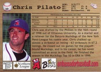 2000 Warning Track Allentown Ambassadors #13 Chris Pilato Back