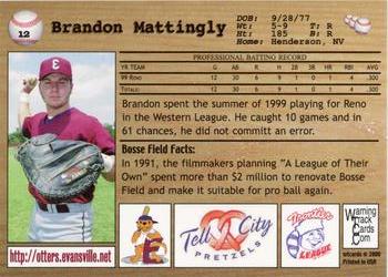 2000 Warning Track Evansville Otters #12 Brandon Mattingly Back