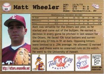 2000 Warning Track Evansville Otters #13 Matt Wheeler Back