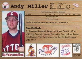 2000 Warning Track Evansville Otters #17 Andy Miller Back