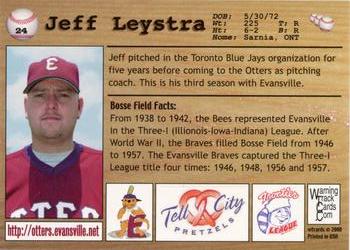 2000 Warning Track Evansville Otters #24 Jeff Leystra Back