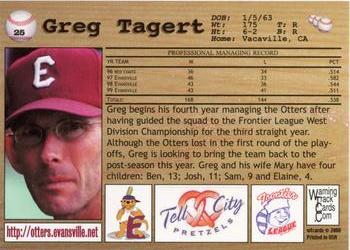 2000 Warning Track Evansville Otters #25 Greg Tagert Back