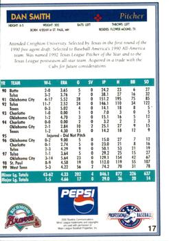 2000 Blueline Q-Cards Richmond Braves #17 Dan Smith Back