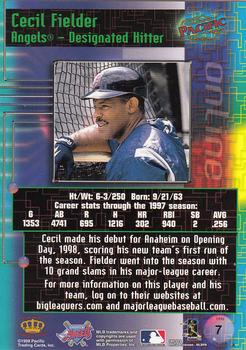 1998 Pacific Online - Red #7 Cecil Fielder Back