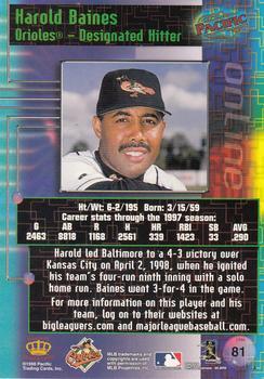 1998 Pacific Online - Red #81 Harold Baines Back