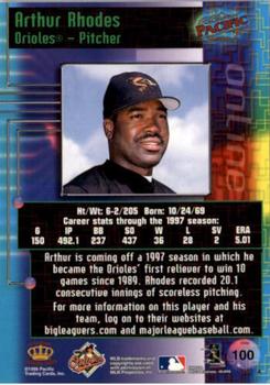 1998 Pacific Online - Red #100 Arthur Rhodes Back
