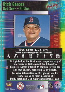 1998 Pacific Online - Red #112 Rich Garces Back