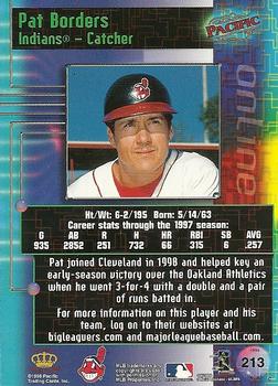1998 Pacific Online - Red #213 Pat Borders Back