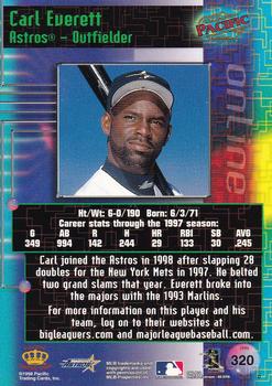 1998 Pacific Online - Red #320 Carl Everett Back