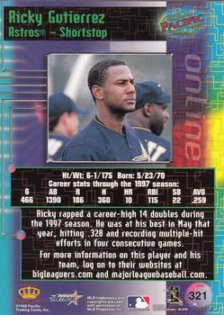 1998 Pacific Online - Red #321 Ricky Gutierrez Back