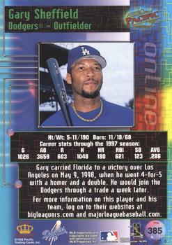 1998 Pacific Online - Red #385 Gary Sheffield Back