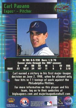 1998 Pacific Online - Red #458 Carl Pavano Back