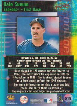 1998 Pacific Online - Red #519 Dale Sveum Back