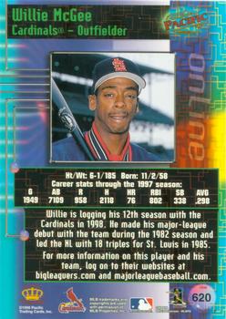 1998 Pacific Online - Red #620 Willie McGee Back