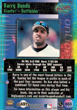 1998 Pacific Online - Red #655 Barry Bonds Back