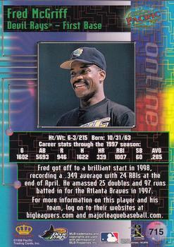 1998 Pacific Online - Red #715 Fred McGriff Back