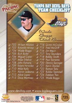 1998 Pacific Online - Red #725 Wade Boggs Back