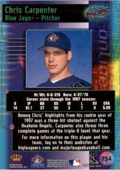 1998 Pacific Online - Red #754 Chris Carpenter Back