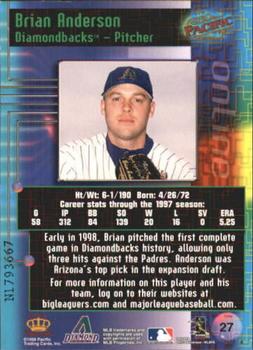 1998 Pacific Online - Web Cards #27 Brian Anderson Back