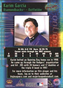 1998 Pacific Online - Web Cards #40 Karim Garcia Back